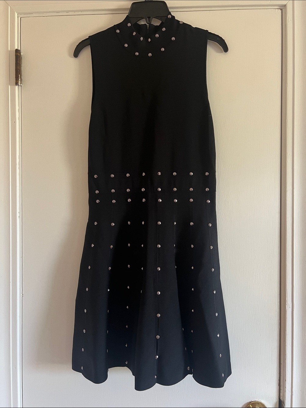 Parker Black Sleeveless A-Line Dress with Silver Studs